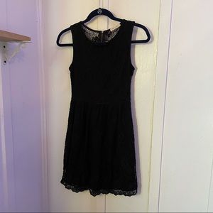 Black lace see-through-back dress